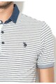 U.S. Polo Assn. Tricou polo alb prafuit cu albastru in dungi Steve Barbati