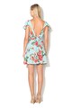 Influence Rochie albastru aqua matasoasa cu imprimeu floral multicolor Femei