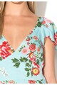 Influence Rochie albastru aqua matasoasa cu imprimeu floral multicolor Femei