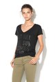 GUESS JEANS Tricou cu imprimeu text si margele decorative Femei