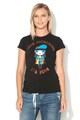 Love Moschino Tricou cu paiete si imprimeu cauciucat Femei