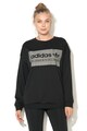 adidas Originals Bluza sport cu decolteu la baza gatului si logo, Negru Femei