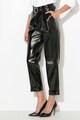 Zee Lane Collection Pantaloni cu aspect peliculizat si curea de piele sintetica Femei