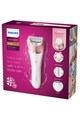 Philips Epilator  Satinelle Prestige Wet & Dry BRE652/00, 32 Puncte de prindere, 9 accesorii, 2 viteze, Acumulator, Alb Femei