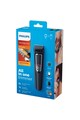 Philips Aparat de tuns barba si parul 9 in 1  Multigroom MG3740/15, Lame cu ascutire, Acumulator, 6 piepteni par fata si cap, Negru Barbati